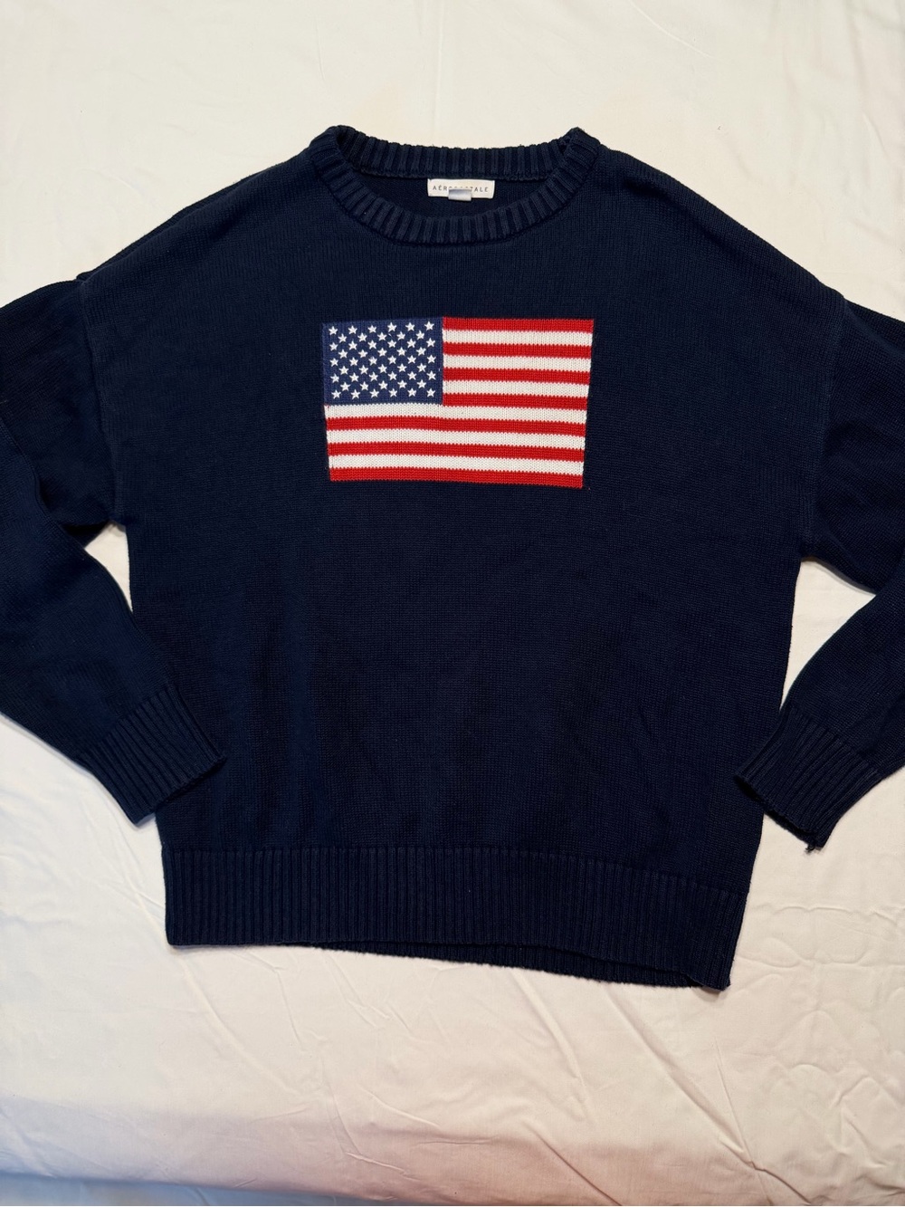 Aeropostale Navy Crewneck Sweater with USA Flag small